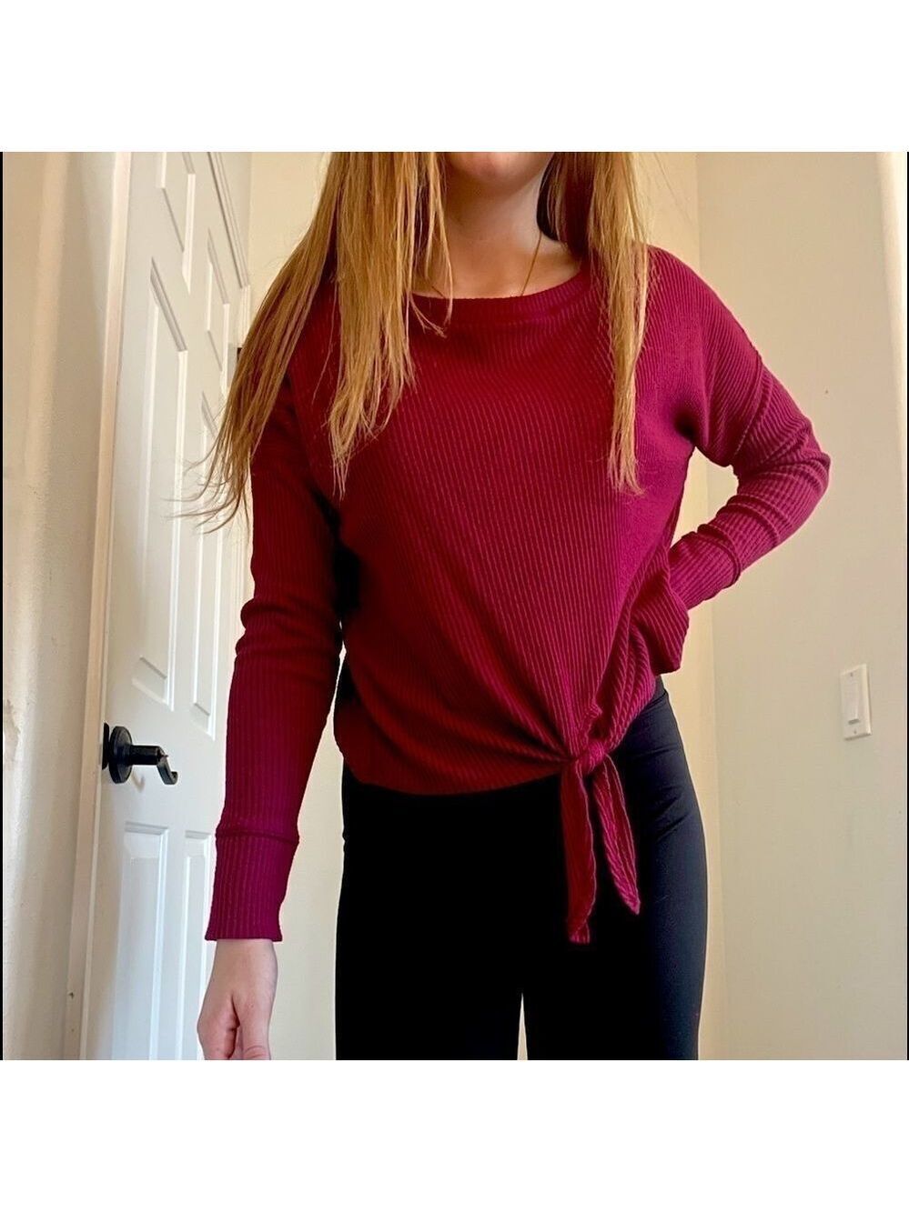 Abercrombie & Fitch Long sleeve front knot top